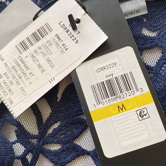 Karl Lagerfeld navy cardigan w  lace shoulders size M - Picture 3 of 7